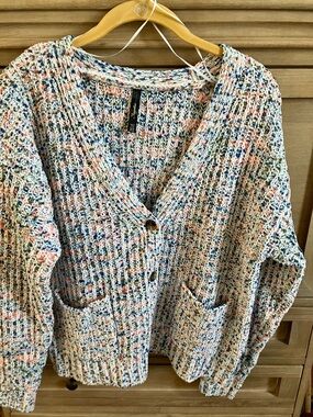 Cozy Multicolor Knit Button-Front Cardigan Sweater